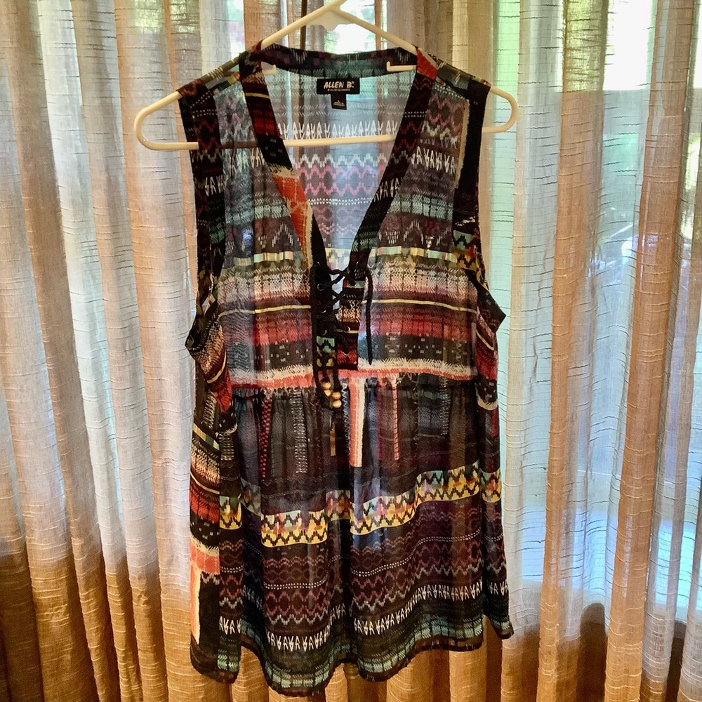 Allen B. Sheer sleeveless top blouse Large or free with purchase of another top